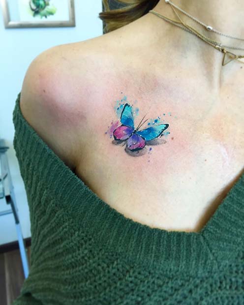 Watercolor Butterfly Tattoo 