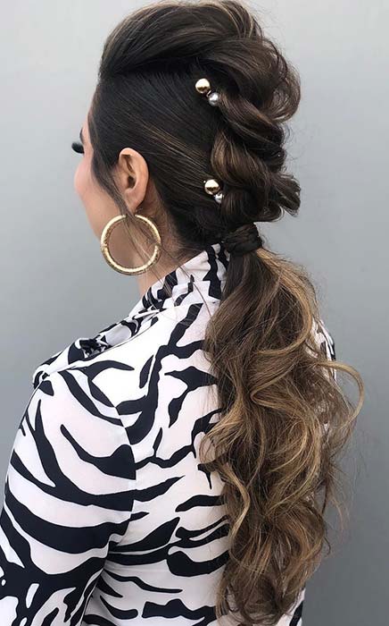 Accessorized Ponytail for Long Hair
