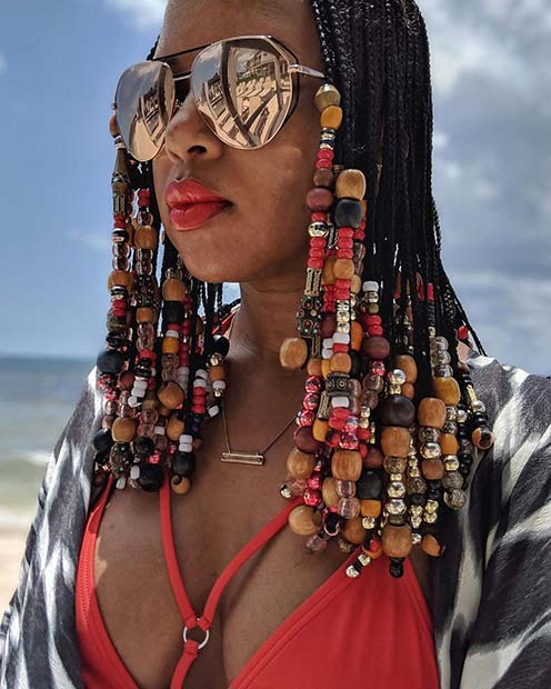 Medium Fulani Braids with Beads 