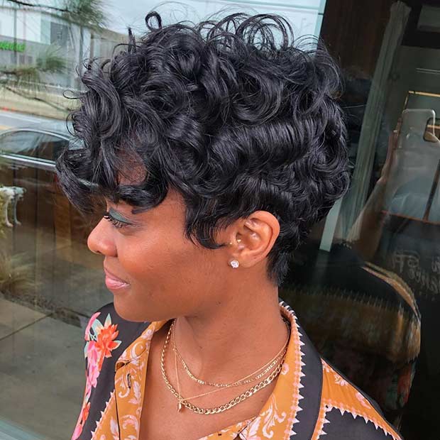 Curly Layered Pixie Cut
