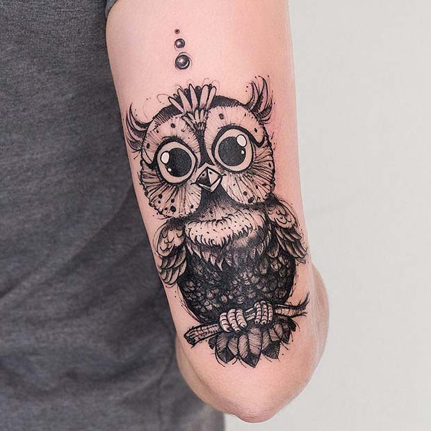 Cute Owl Tattoo