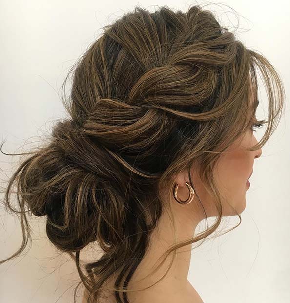 Elegant and Textured Updo with a Side Braid