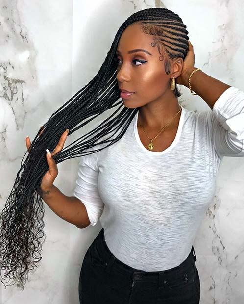 Thin Lemonade Braids with Curly Ends