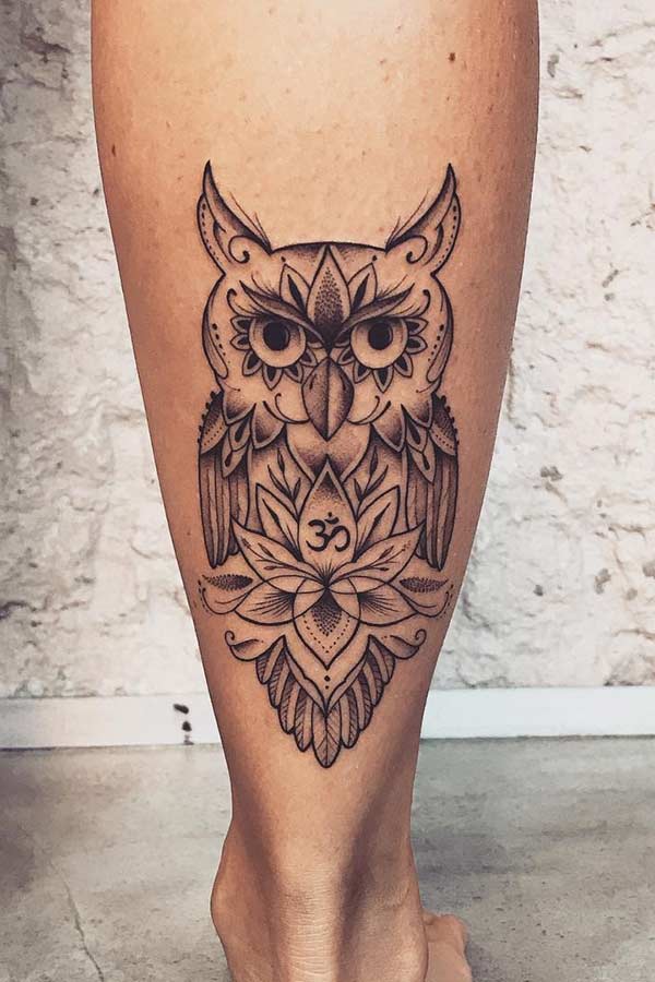 Patterned Owl Tattoo Design