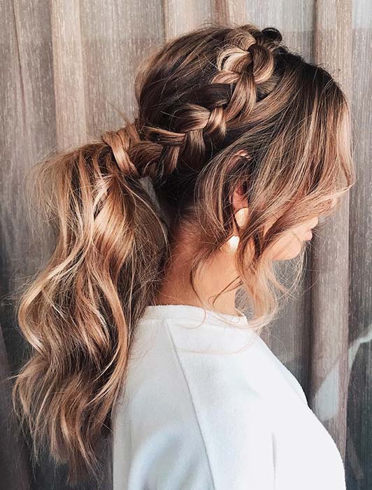 Messy Ponytail with a Side Braid