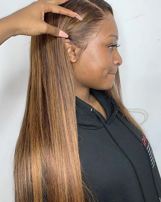 Caramel Hair Color Idea for Black Women