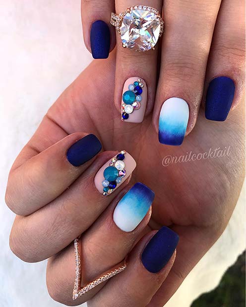 Stylish Blue Nail Design