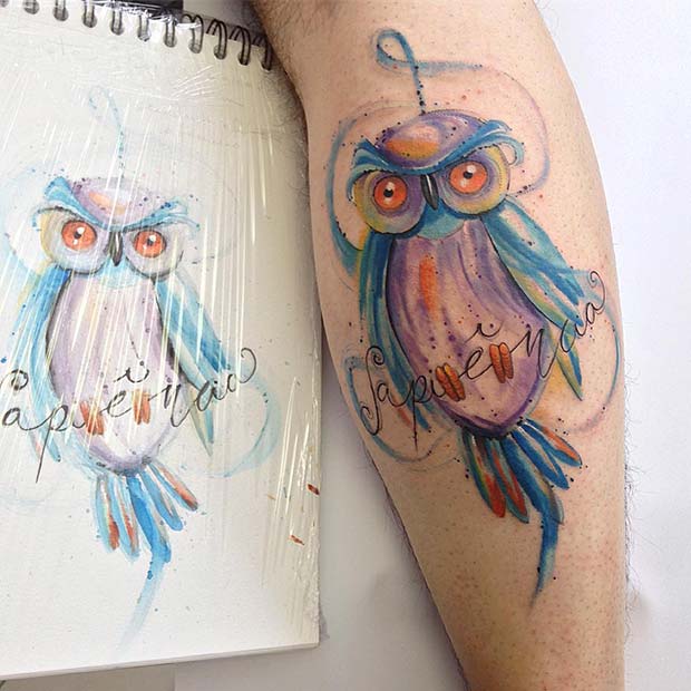 Watercolor Owl Design 