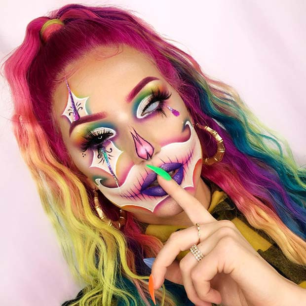 Colorful and Creative Clown Makeup Idea