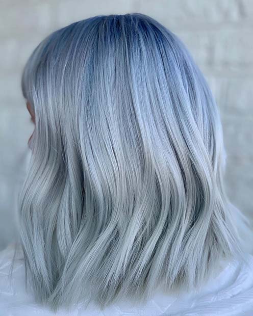 Cool Blue and Grey Hair