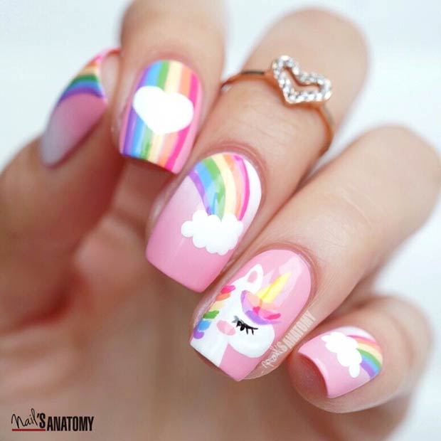 Cute Unicorn Nail Art