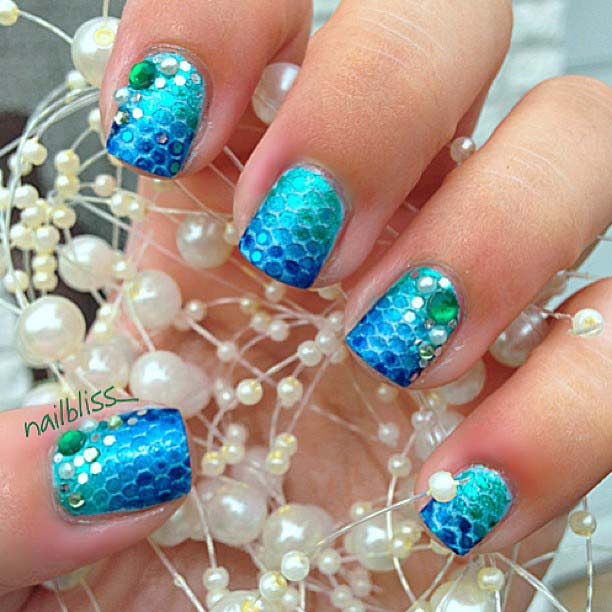 Glam and Bright Mermaid Nails