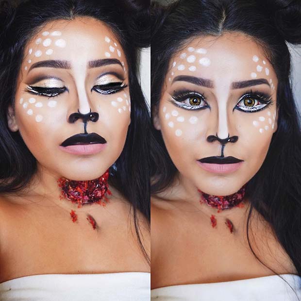 Gory Deer Makeup for Halloween