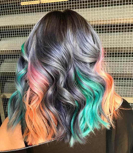 Grey and Multi Color Hair