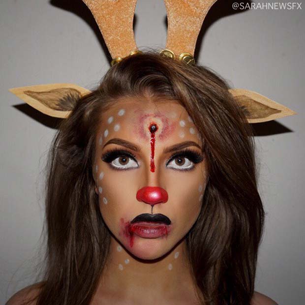Scary Halloween Deer Makeup