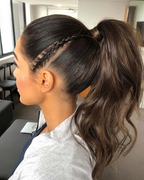 High Ponytail with a Small Side Braid