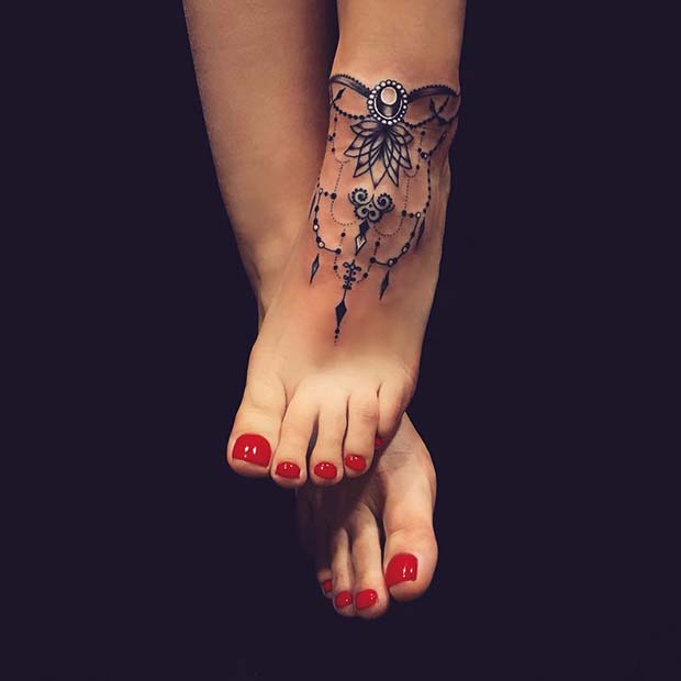 Jewelry Style Ankle Tattoo 