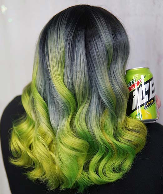Neon Green and Grey Hair