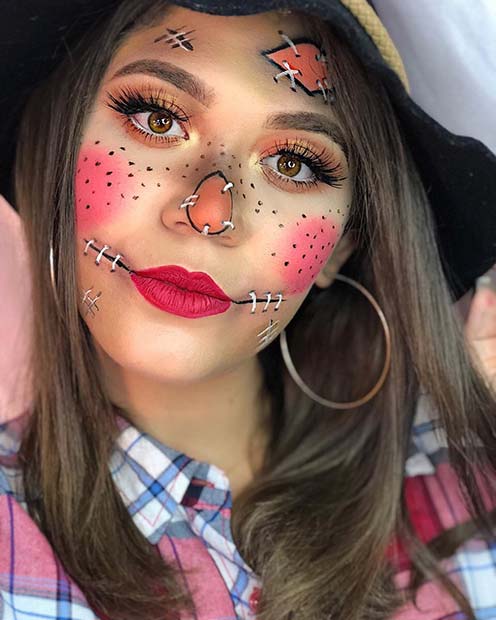 Easy Scarecrow Makeup Idea