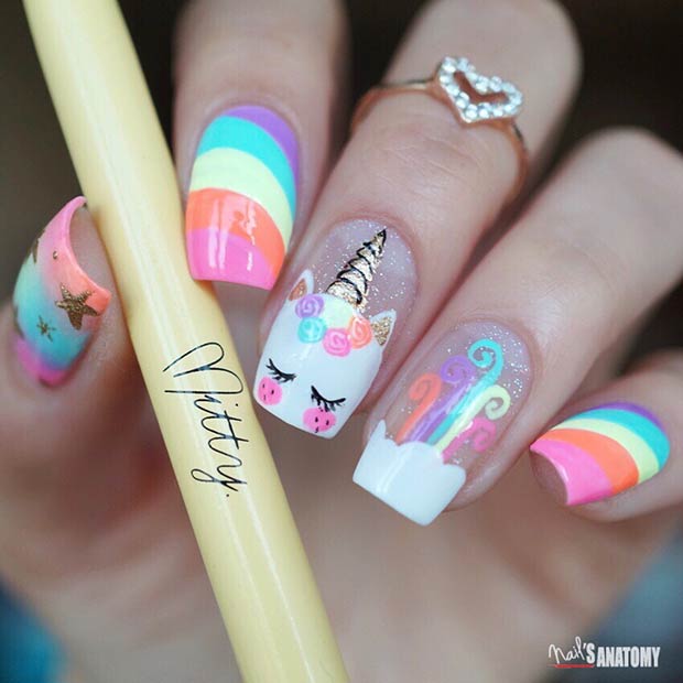 Rainbow Unicorn Nails