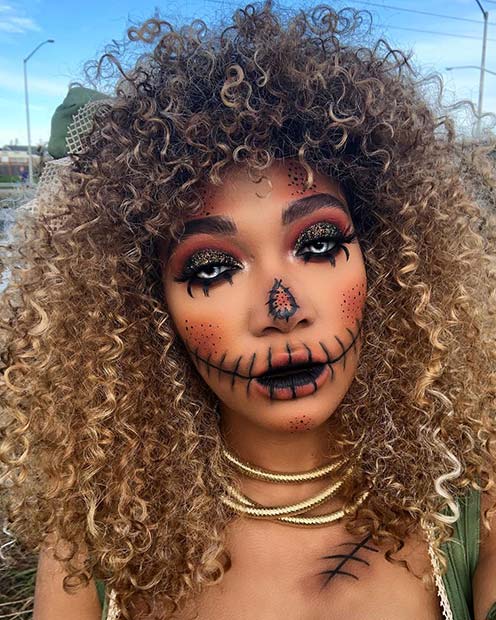 Scarecrow Makeup Look with Creepy Contact Lenses