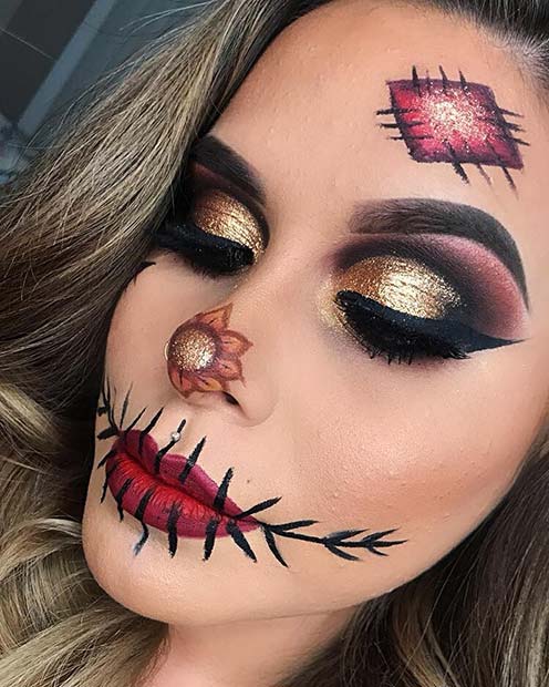 Simple Scarecrow Makeup with Glam Eyes