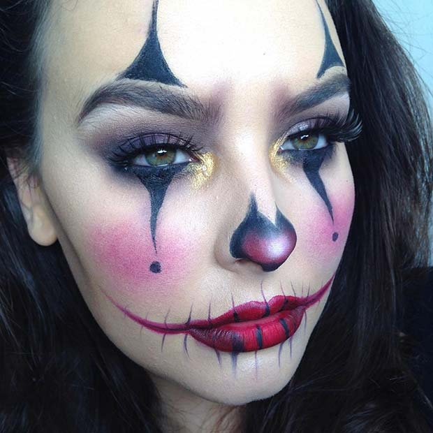 Simple Clown Makeup for Halloween