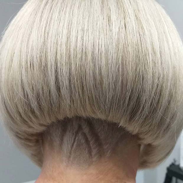 Blonde Bob with Patterned Undercut