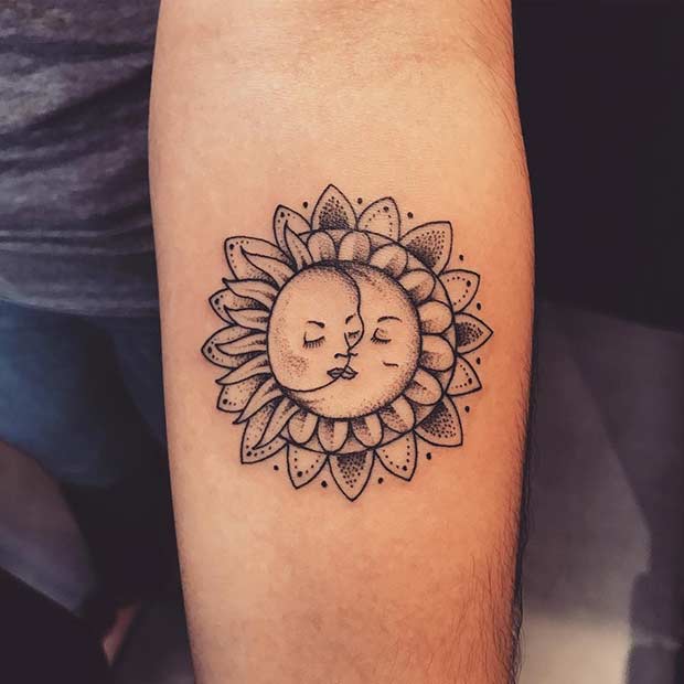Small Sun and Moon Tattoo