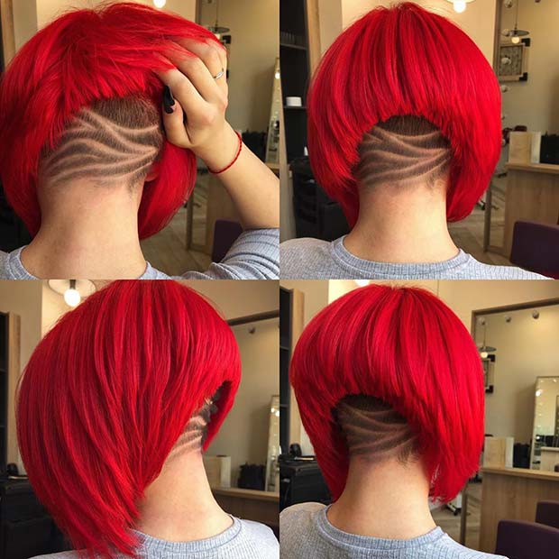 Trendy Undercut with a Vibrant Red Hair
