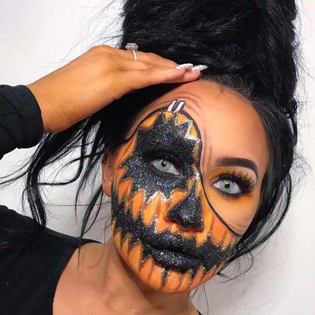 Creepy Pumpkin Illusion Makeup 