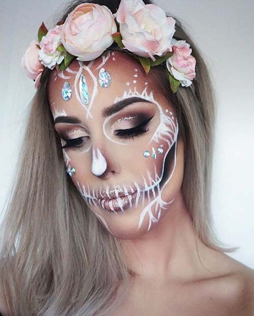 Elegant White Skeleton Makeup 