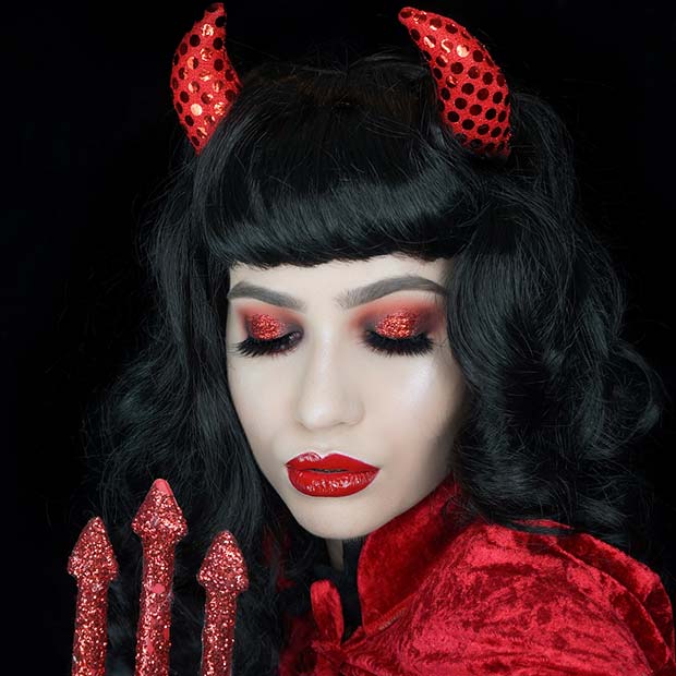 Glam and Easy To Wear Devil Makeup