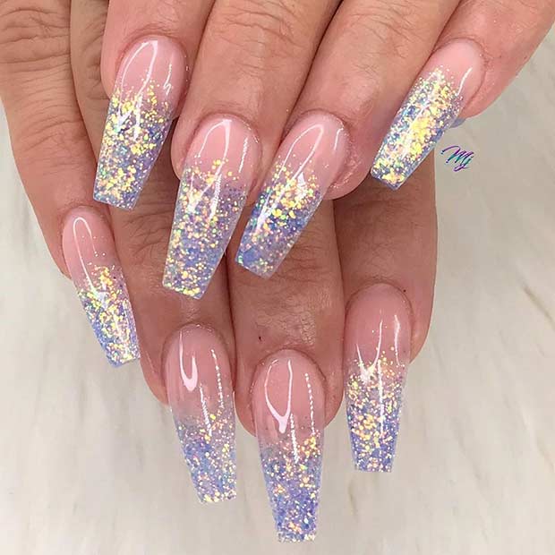 Holographic Glitter Ombre Nails