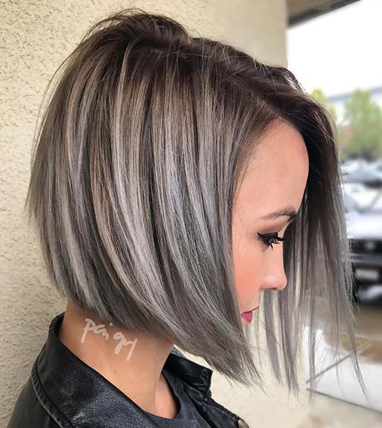 Light Grey Highlights with a Chic and Trendy Cut