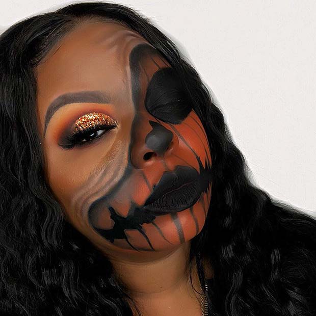 Pumpkin Makeup with an Illusion and Glam Eyes