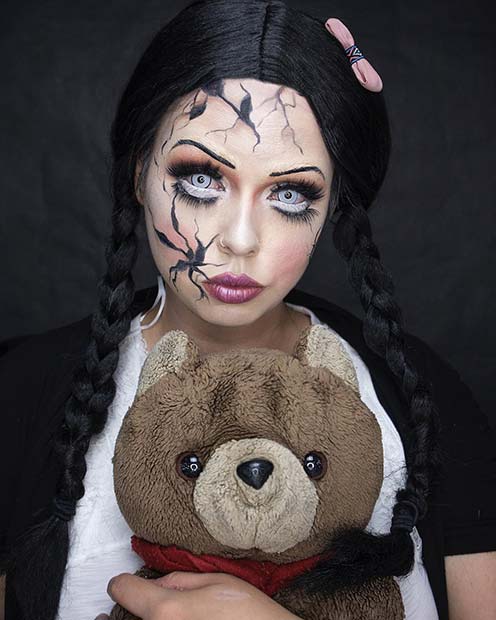 Scary Doll Makeup for Halloween