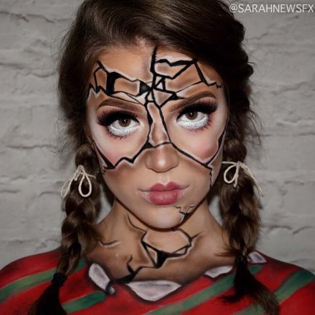 Shattered Doll Illusion Makeup