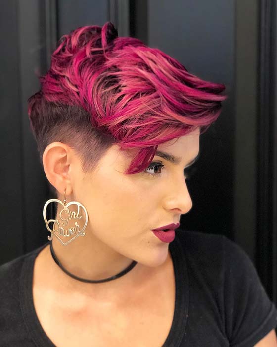 Short and Edgy Cut with Pink Highlights