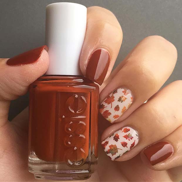 Stylish Fall Nails with Leaves