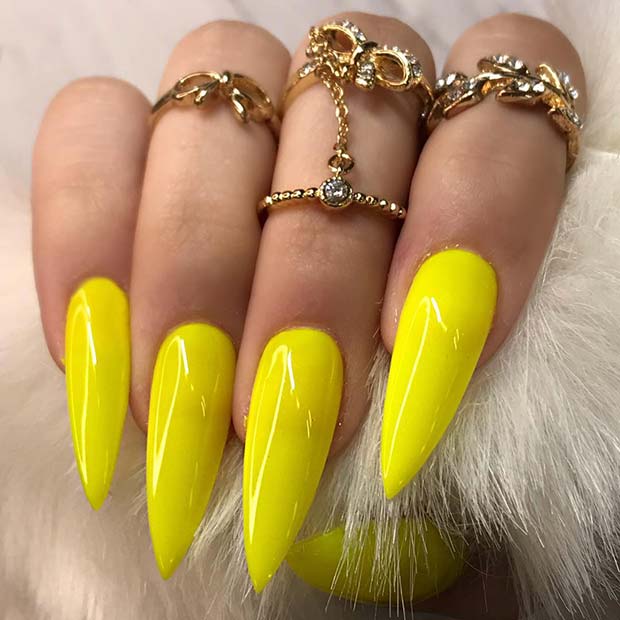 Stiletto Yellow Acrylic Nails
