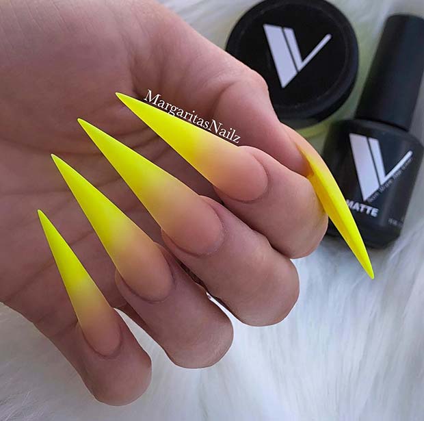 Ombre Yellow Stiletto Nails