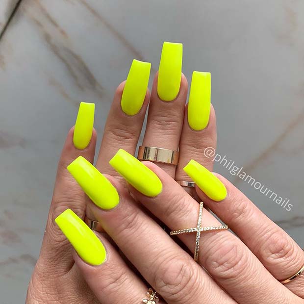 Neon Yellow Acrylic Nails