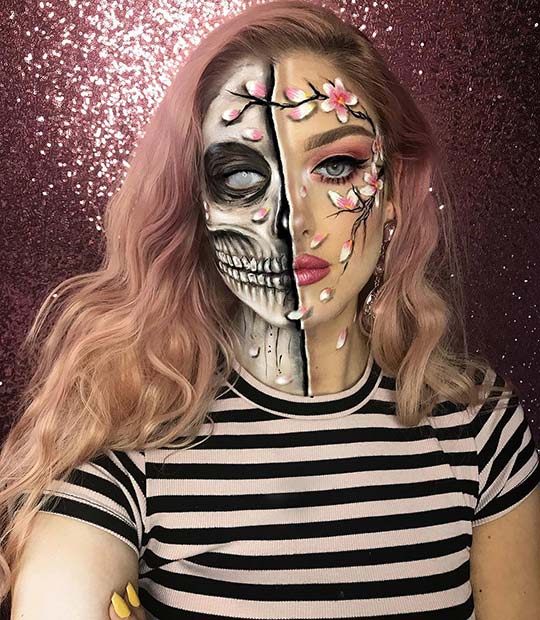  Floral Skeleton Makeup Idea