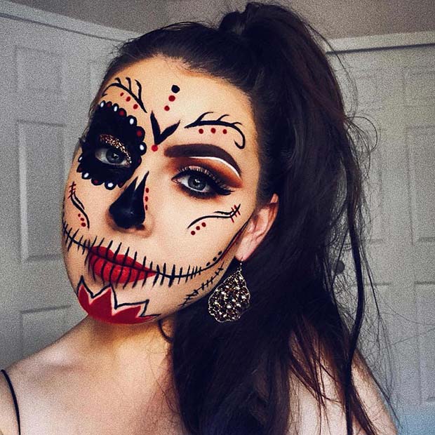 Beautiful Sugar Skull Makeup Idea