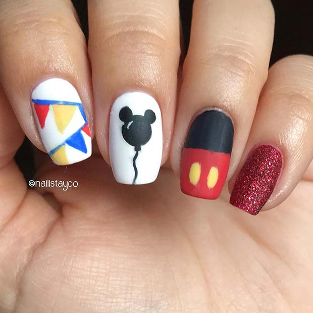 Birthday Nails with a Disney Theme