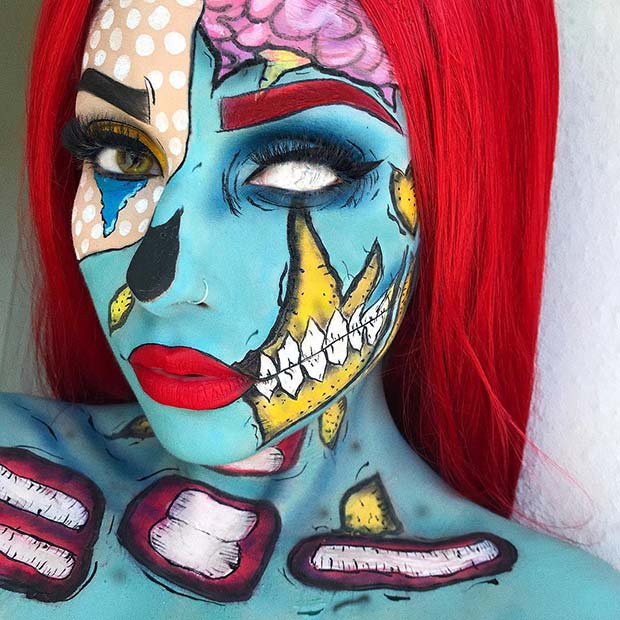 Bright and Bold Pop Art Zombie Makeup