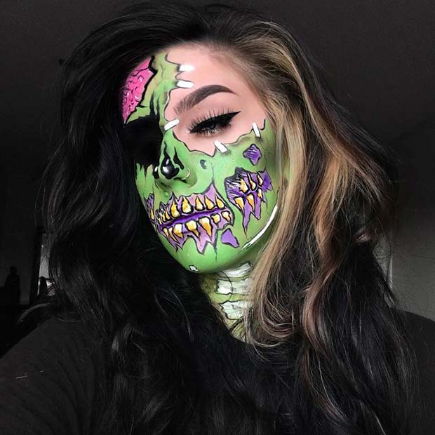 Colorful Pop Art Zombie Makeup 