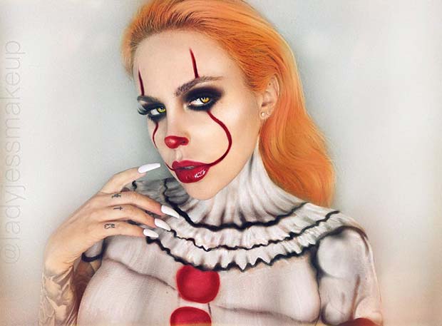 Pennywise Face and Body Makeup