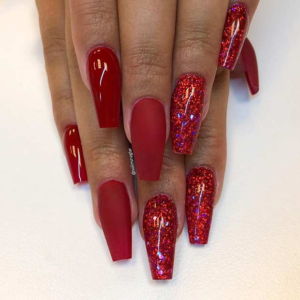 Perfect Red Coffin Nails